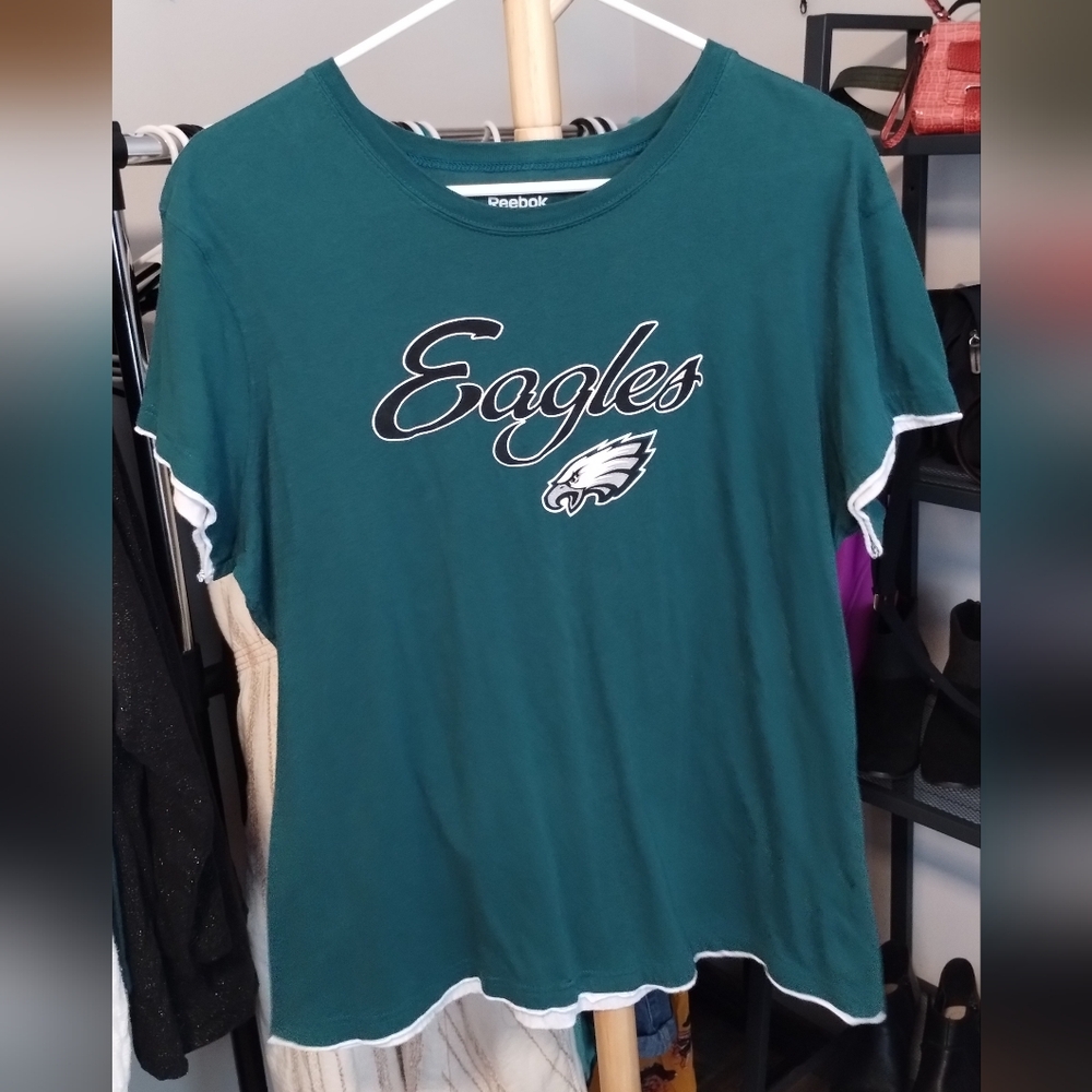 Reebok Dark Teal "Eagles" Short Sleeve Tee with White Trim